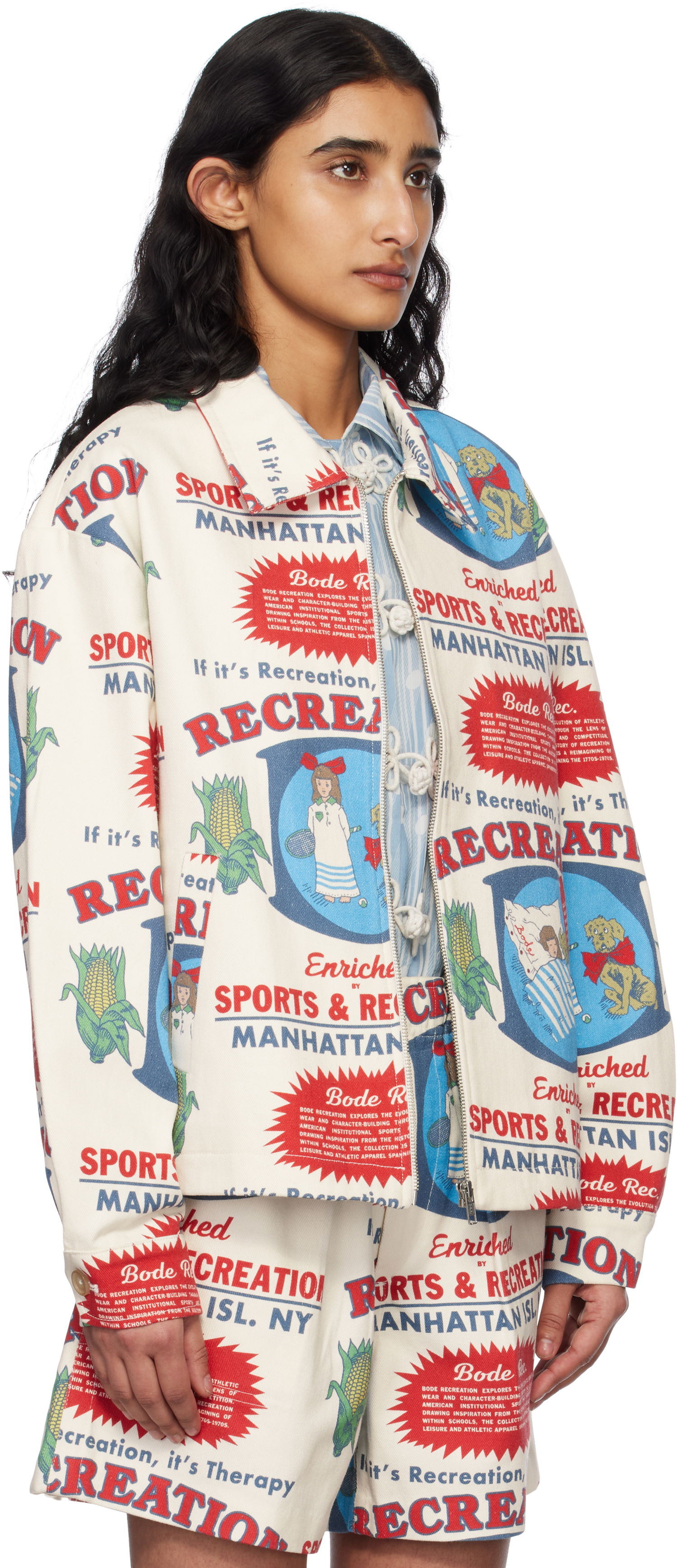 Jakke Bode Bode Enrichment Printed Jacket Hvid | MRS25JA015, 1