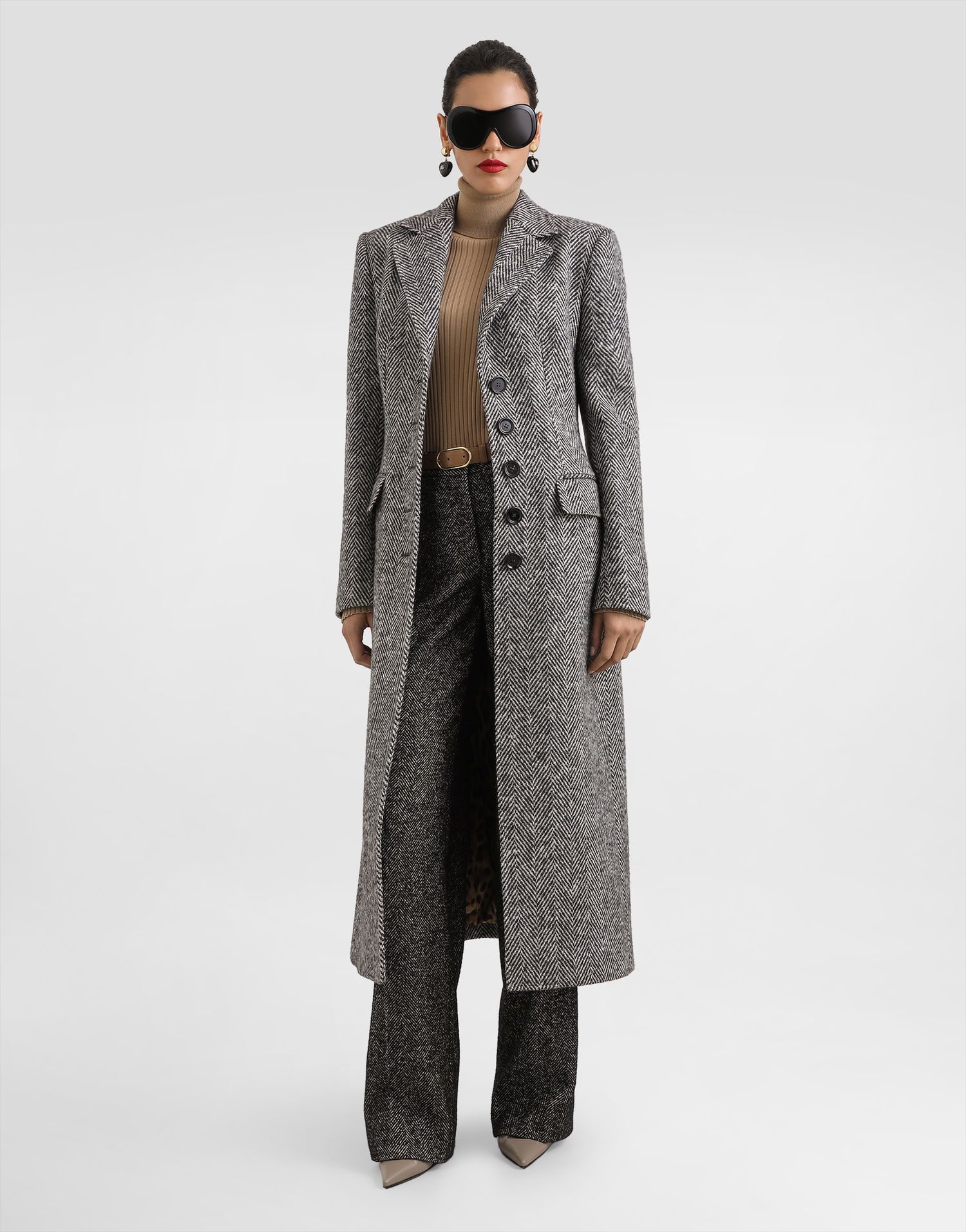 Bukser Dolce & Gabbana Dolce & Gabbana Stretch Wool Chevron Trousers Sort | FTC31TFCBAJS8030, 1