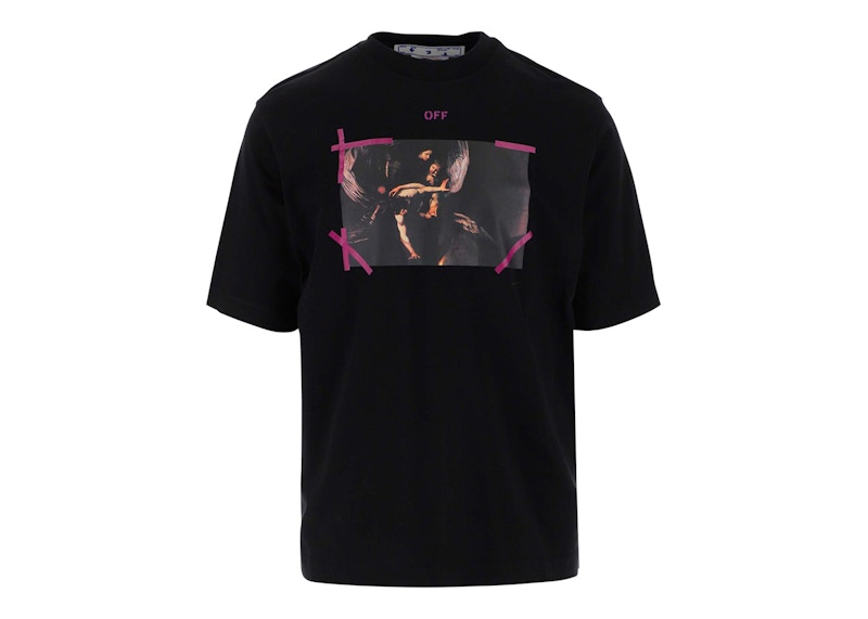 T-shirt Off-White Arrow Caravaggio Mercy Tee Black/Purple/Multi Sort | OMAA119S23JER0011036, 0