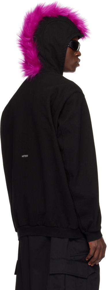 Sweatshirt We11done We11done Zip-Up Faux-Fur Hoodie Sort | WD-TJ1-24-884-U-BK, 2