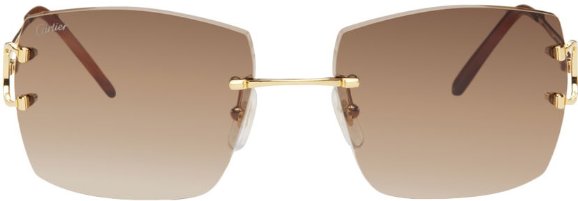 Solbriller Cartier Rectangular Sunglasses Beige | CT0009RS
