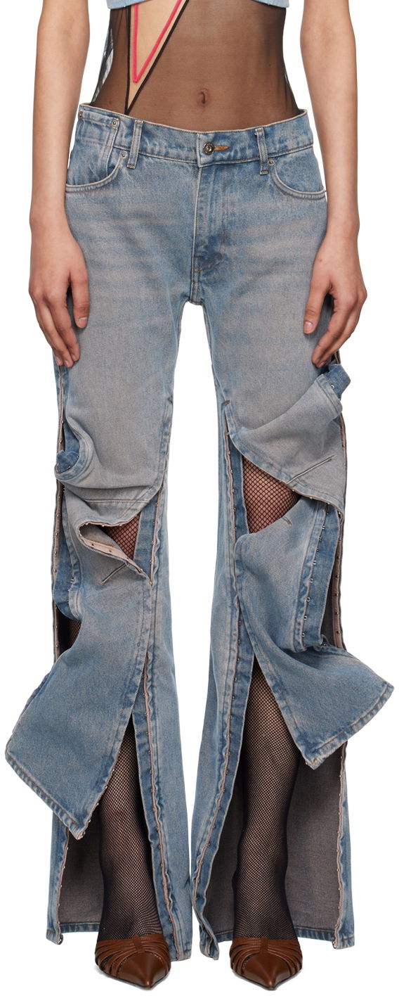 Jeans Y/PROJECT Blue Hook-Eye Jeans Blå | 107PA002, 0
