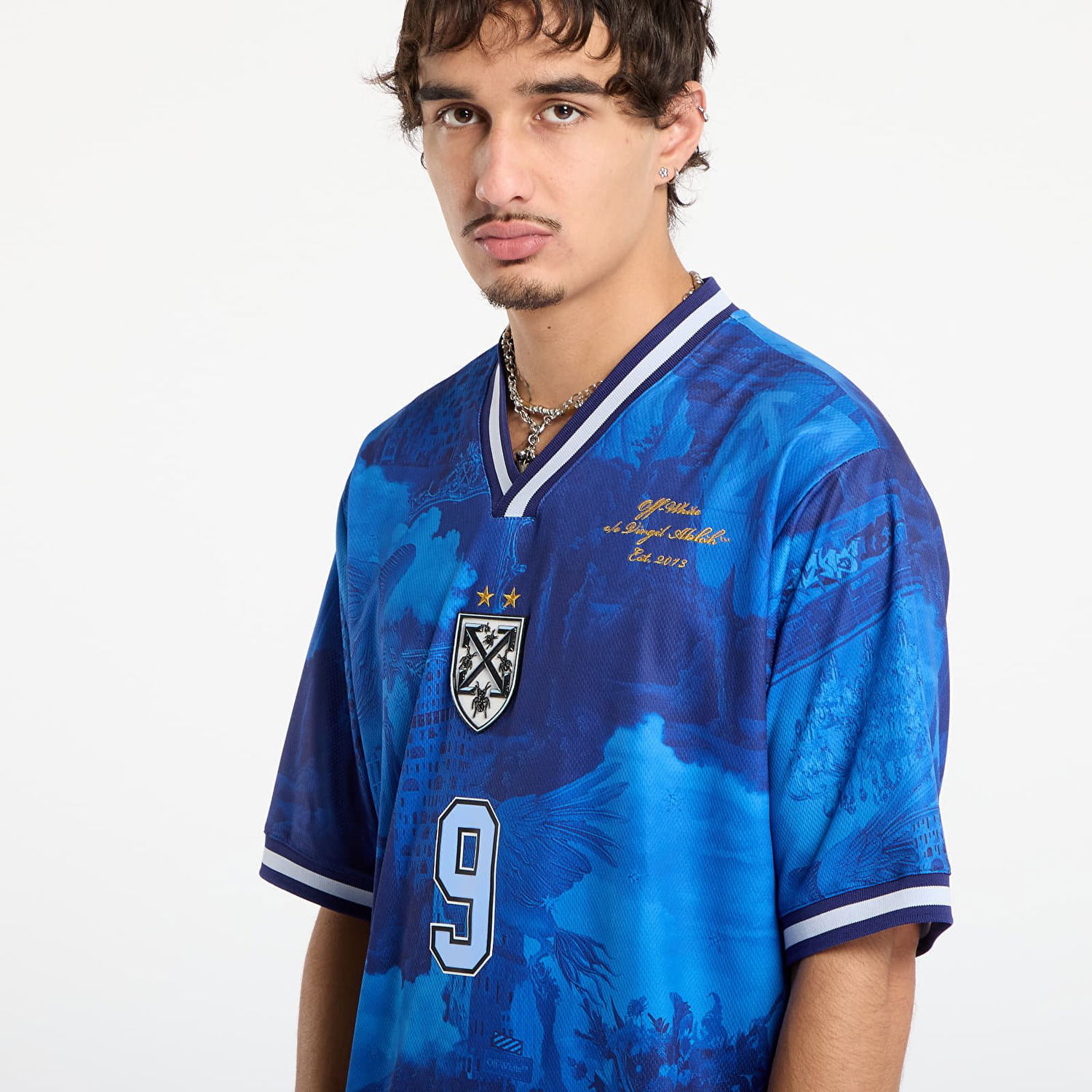 Jersey Off-White World Paint Soccer S/S Tee Blå | OMAD00SF25JER0034610, 1