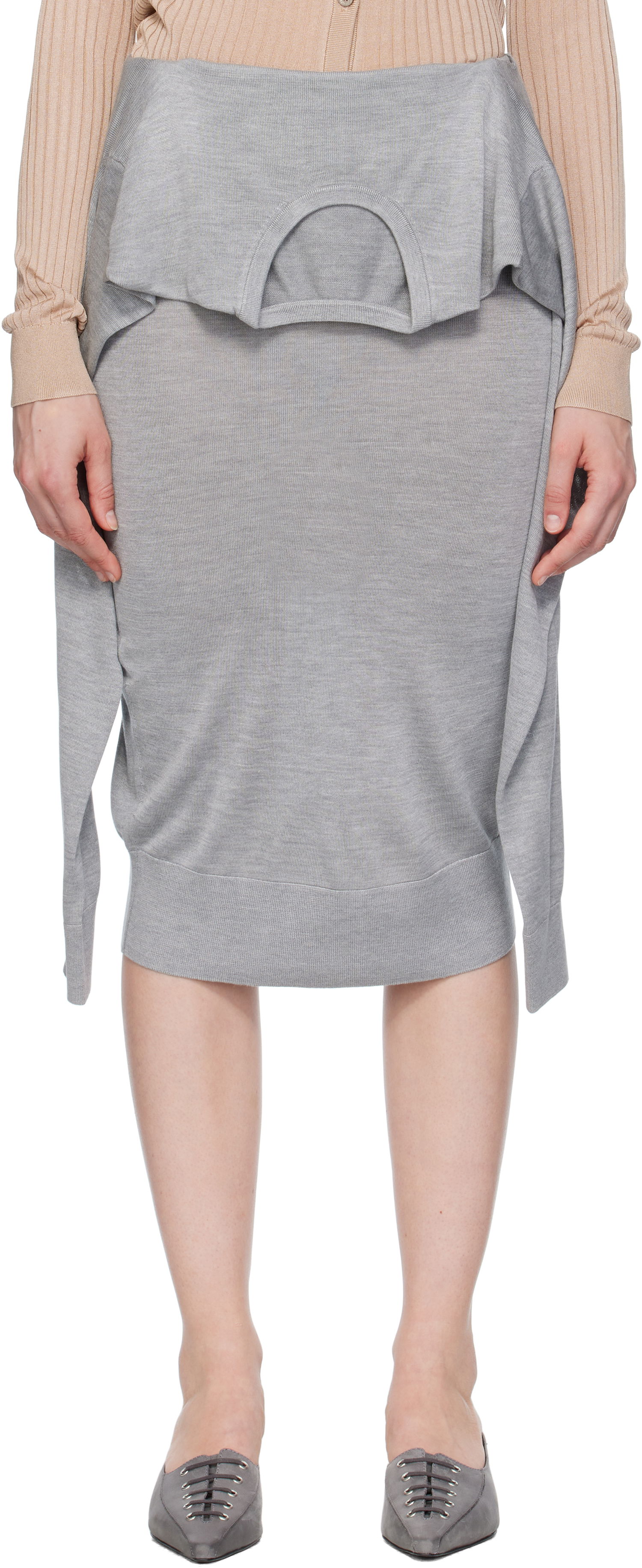 Nederdel Acne Studios Acne Studios Layered Midi Skirt Grå | AF0527-, 0
