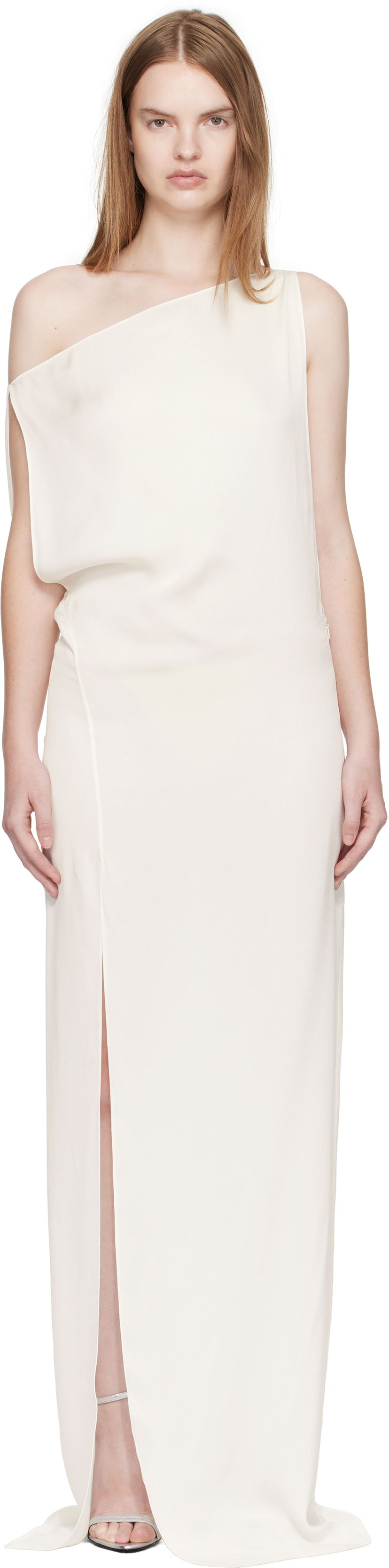 Kjole Tom Ford Tom Ford Off The Shoulder Evening Maxi Dress Hvid | AB3523-FAX1446