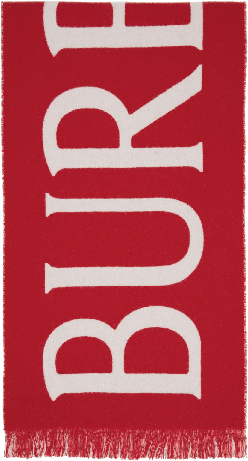 Tørklæde Burberry Burberry Logo Wool Scarf Rød | 8109564