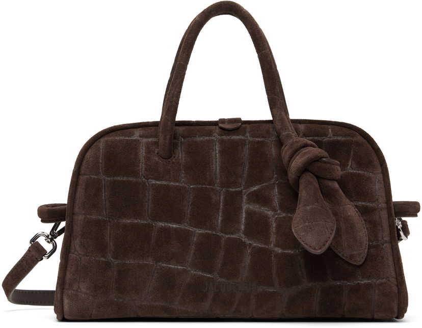 Håndtaske Jacquemus Jacquemus Small Turismo Suede Croc-Embossed Bag Brun | 25E251BA416-3243