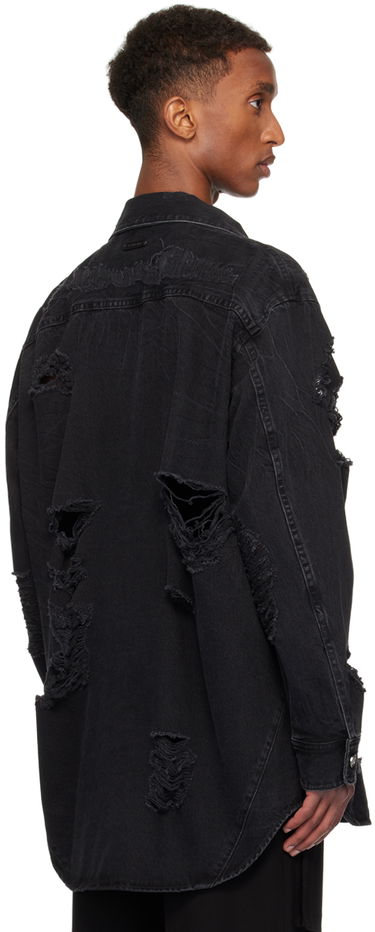 Skjorte Helmut Lang Helmut Lang Apex Distressed Denim Shirt Sort | O06DM103, 2