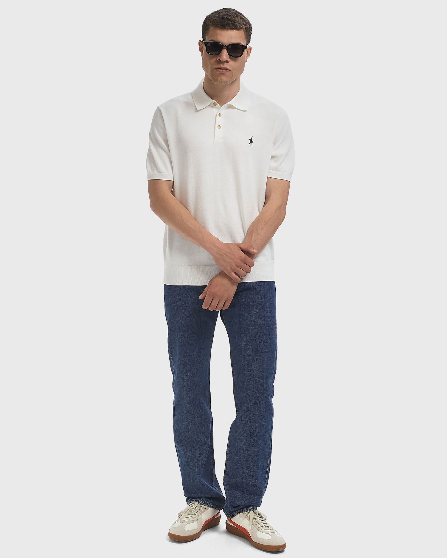 Polo skjorte Polo by Ralph Lauren Polo Ralph Lauren Knitted Short Sleeve Polo Shirt Hvid | 710980682005, 1