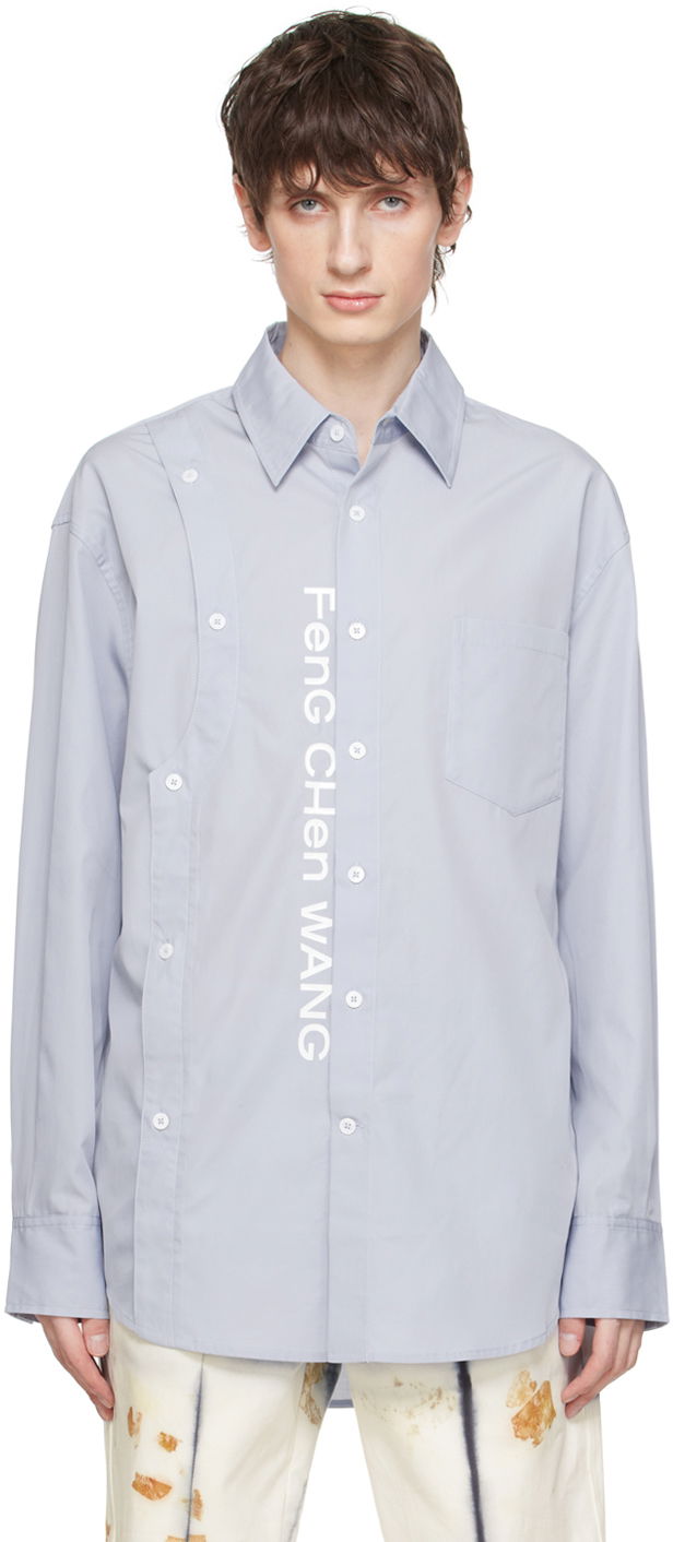 Skjorte Feng Chen Wang Feng Chen Wang Printed Shirt Blå | FMS17SR03B