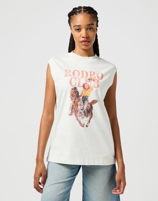 Tanktop Wrangler Wrangler Rodeo Club Graphic Muscle Tank Top Hvid | 112362574:XS, 0