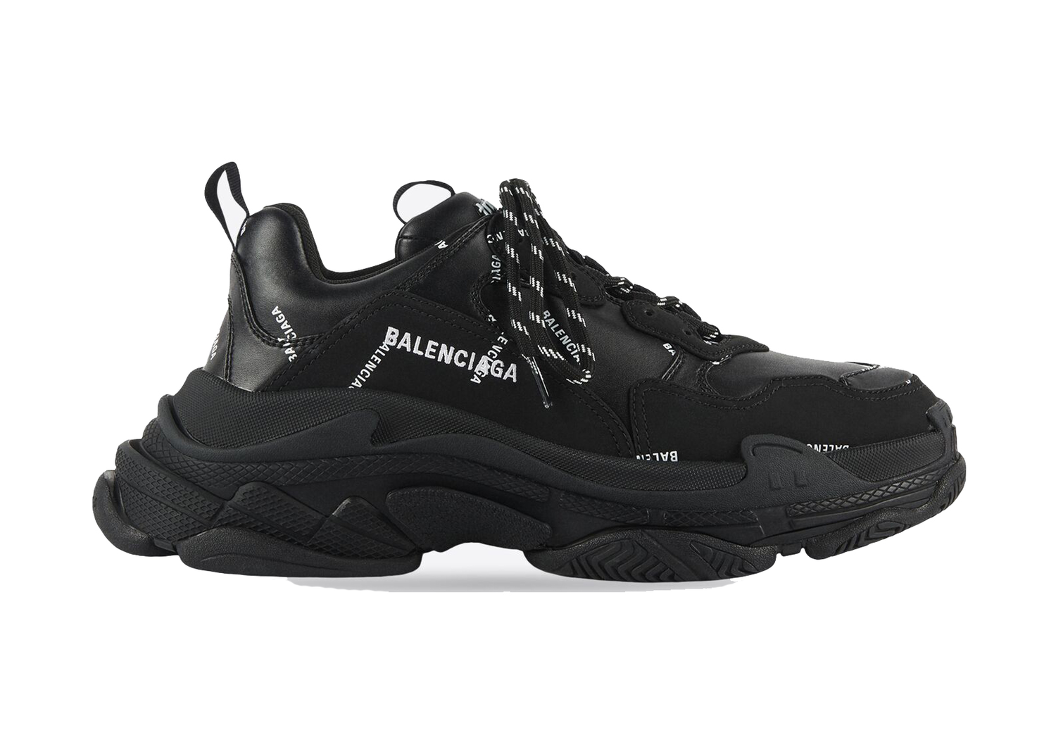 Sneakers og sko Balenciaga All Over Logo Triple S Black W Sort | 524039W2FA11090, 0