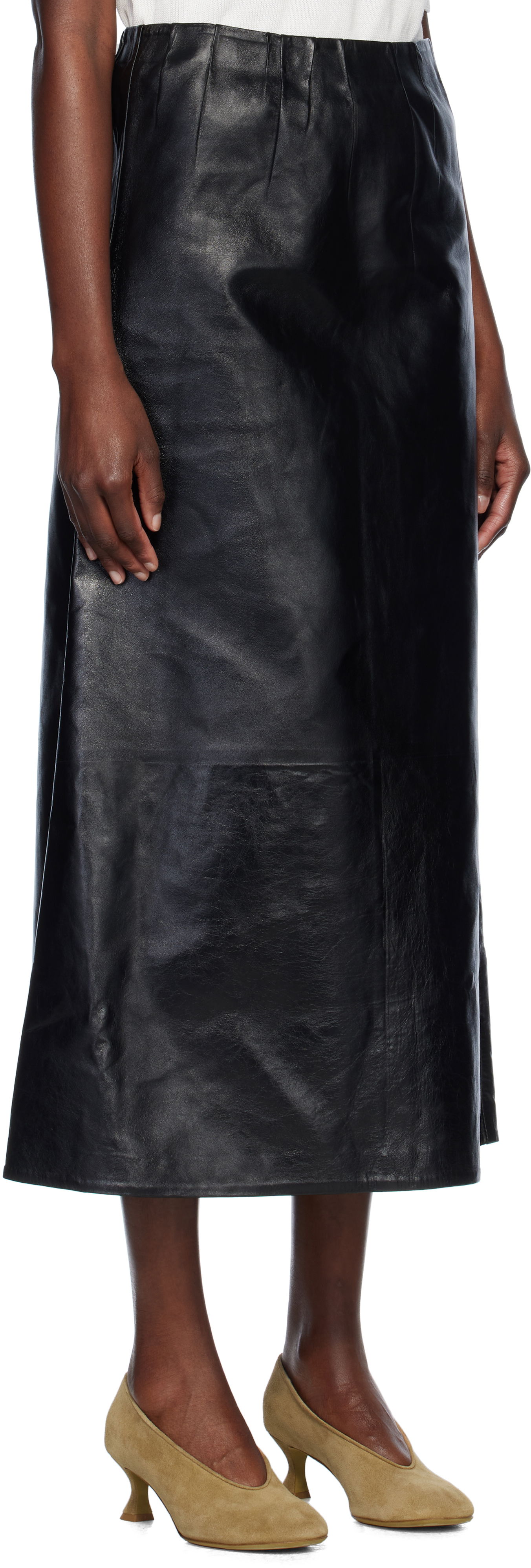 Nederdel Marni Marni A-Line Leather Maxi Skirt Sort | GOMX0729S0 ULA760, 1