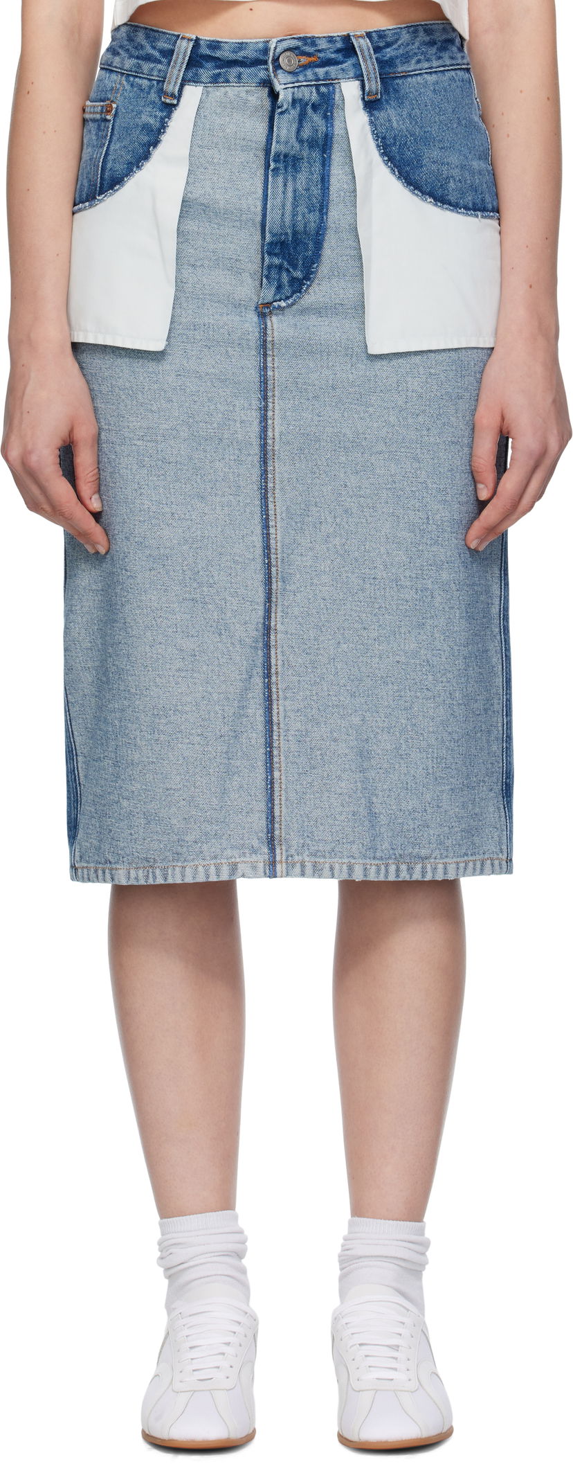 Nederdel Maison Margiela MM6 Maison Margiela Faded Denim Midi Skirt Blå | S52ME0024 M30018