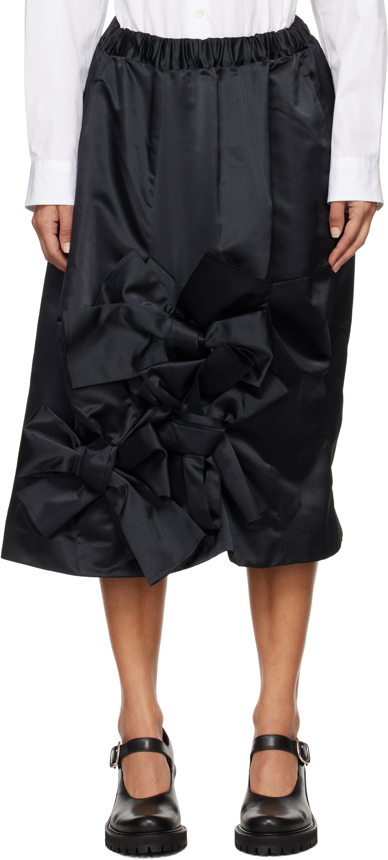 Nederdel Comme des Garçons Comme des Garçons Satin Midi Skirt with Bow Detail Sort | GN-S016-051, 0