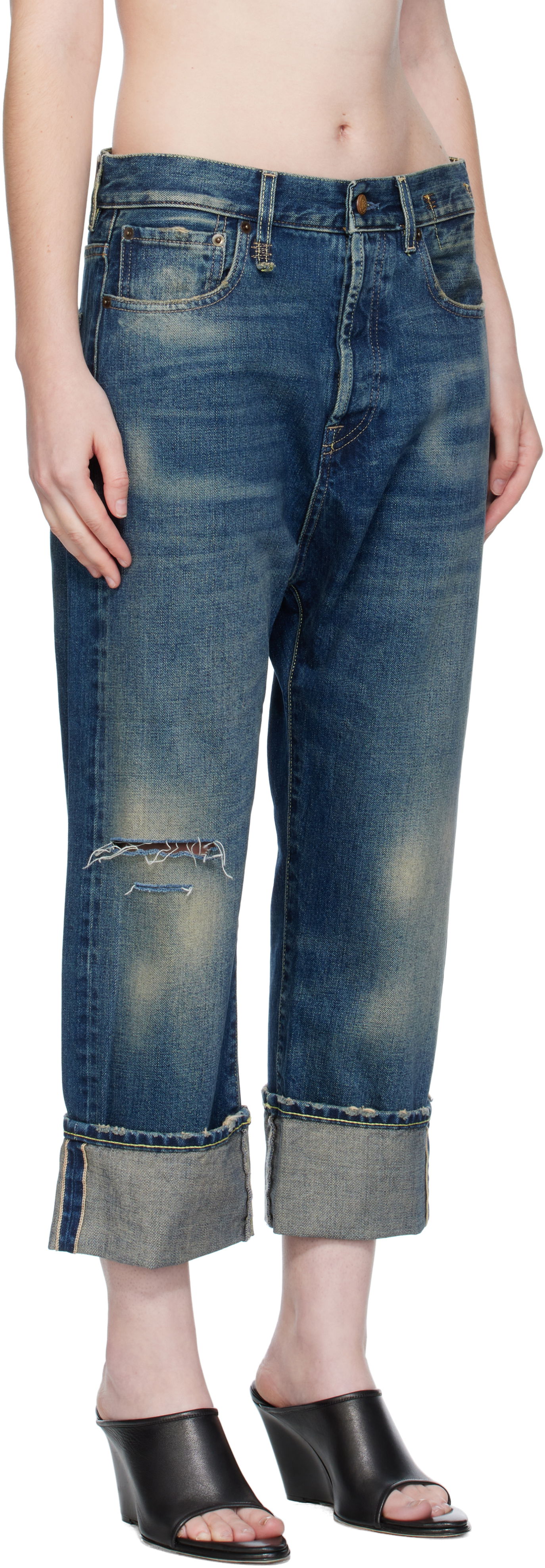 Jeans R13 R13 Cuffed Tailored Drop Cropped Jeans Blå | R13WD194-D341C, 1