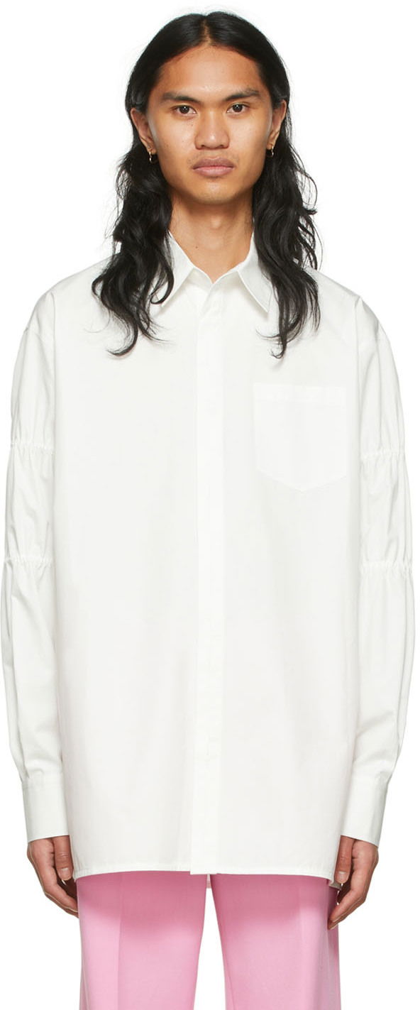Skjorte We11done Cotton Oversized Shirt Hvid | WD-BL1-22-141-M-WH
