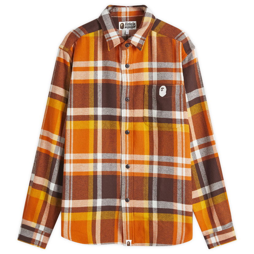 Skjorte BAPE Checked Overshirt Orange | 001SHK801004M-ORG