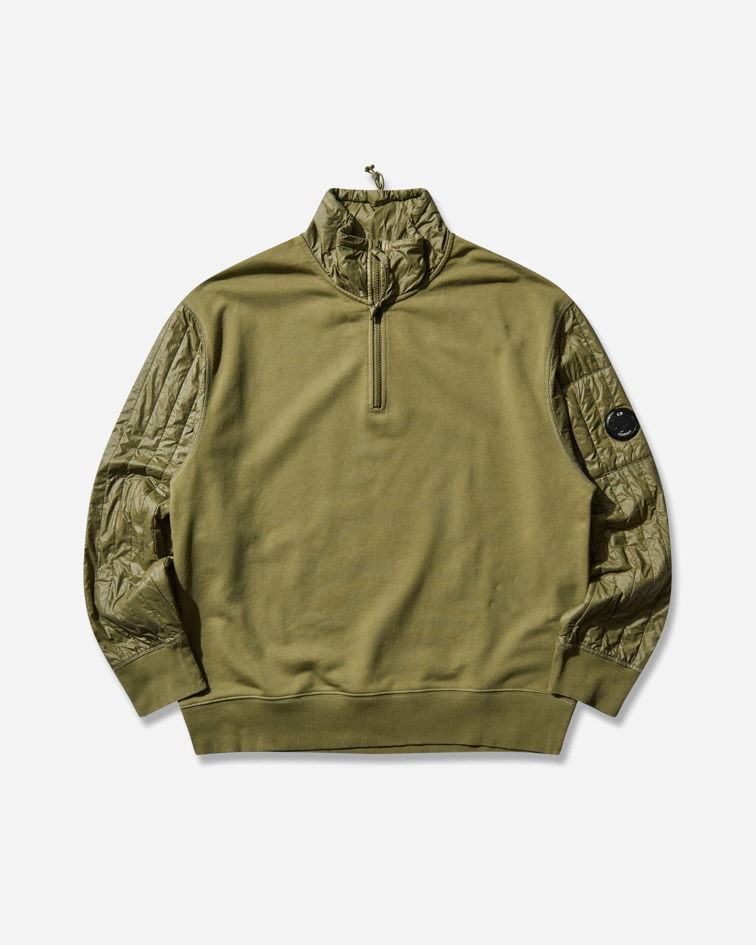 Sweatshirt C.P. Company Diagonal Raised Fleece Mixed Half Zip Sweatshirt Grøn | 19CMSS052A-005835M 652, 0