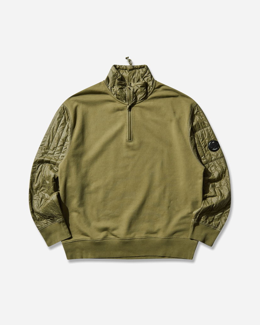 Sweatshirt C.P. Company Diagonal Raised Fleece Mixed Half Zip Sweatshirt Grøn | 19CMSS052A-005835M 652