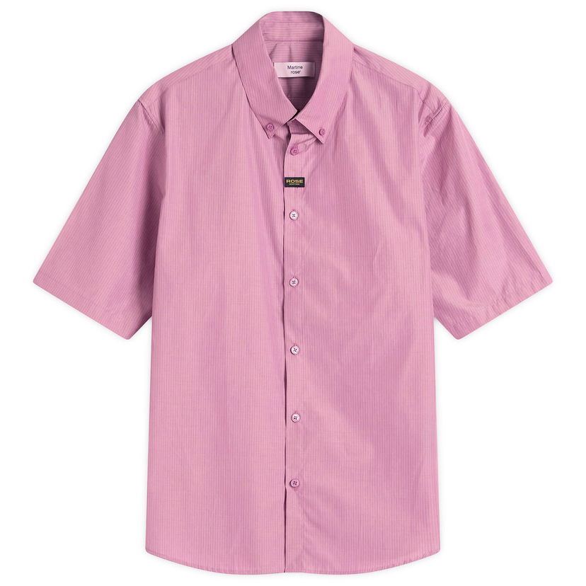 Skjorte Martine Rose Martine Rose Short Sleeve Striped Shirt, Size Large Lyserød | 466WS22604-PRPBLK