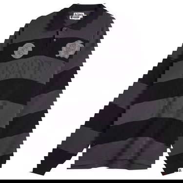 T-shirt BAPE A Bathing Ape Jacquard Multi Logo Stripe Relaxed Fit Long Sleeve T-Shirt, Size Large Grå | 001LTL301309M-BLK, 0