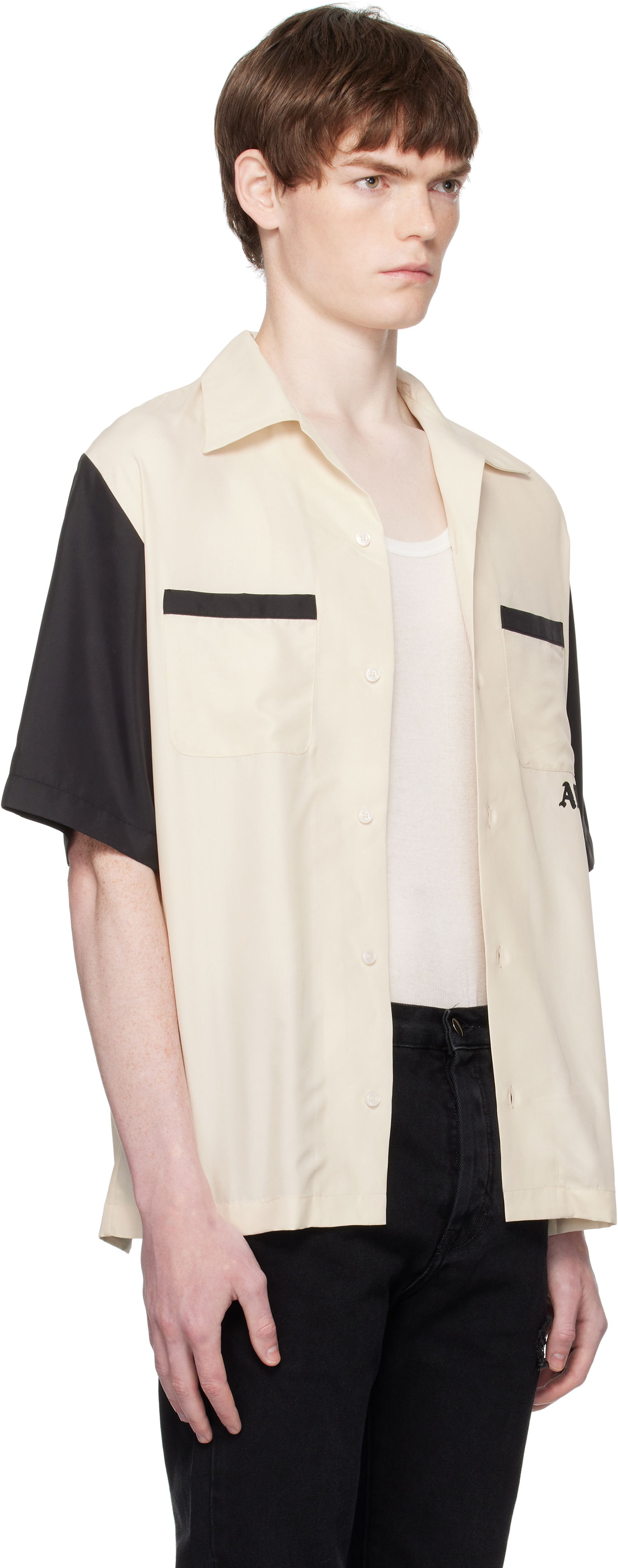 Skjorte AMIRI AMIRI 'Try It' Bowling Shirt Beige | AMSTCA1149, 1