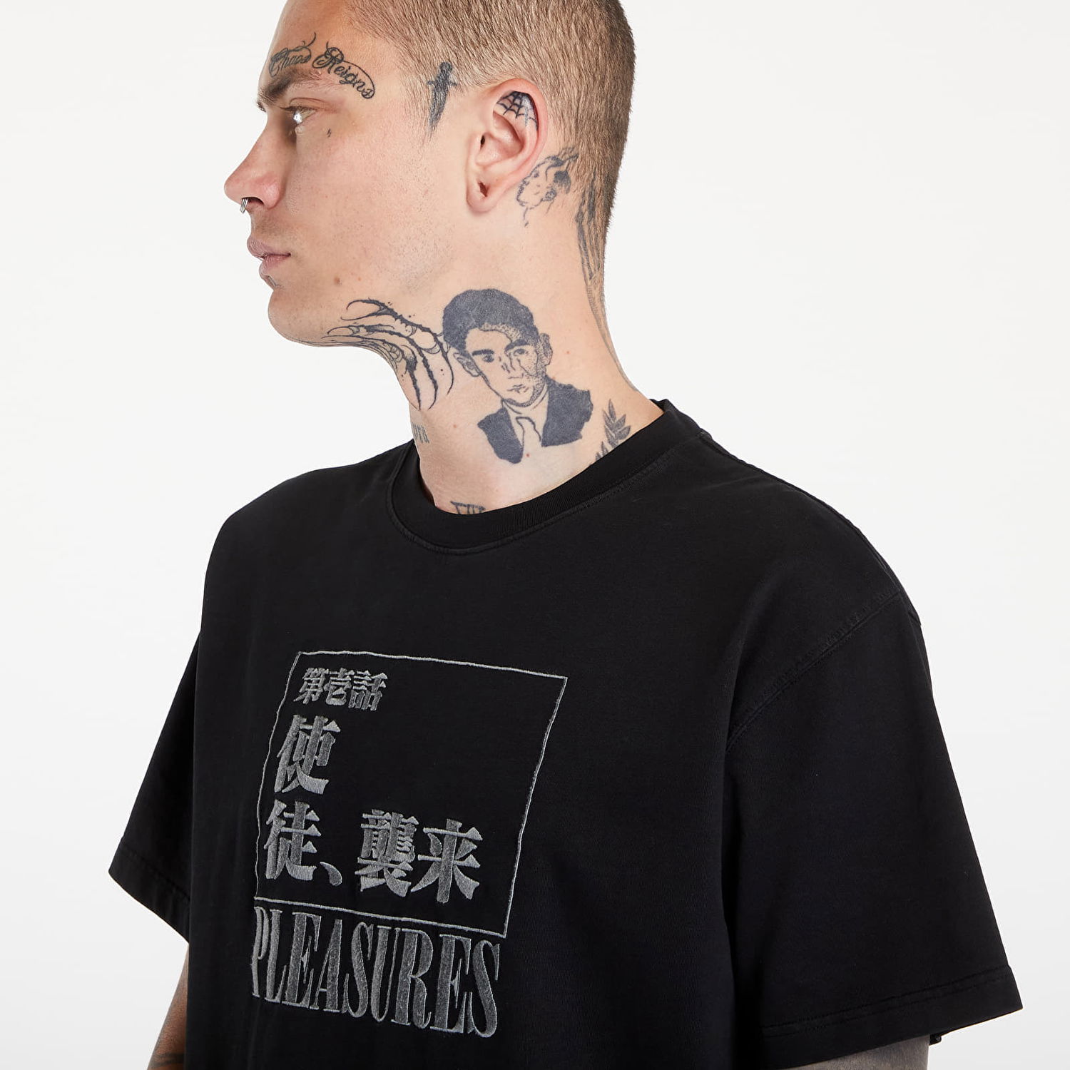 T-shirt Pleasures Angel Attack Heavyweight Short Sleeve Tee Faded Black Sort | P24E006 BLACK, 1