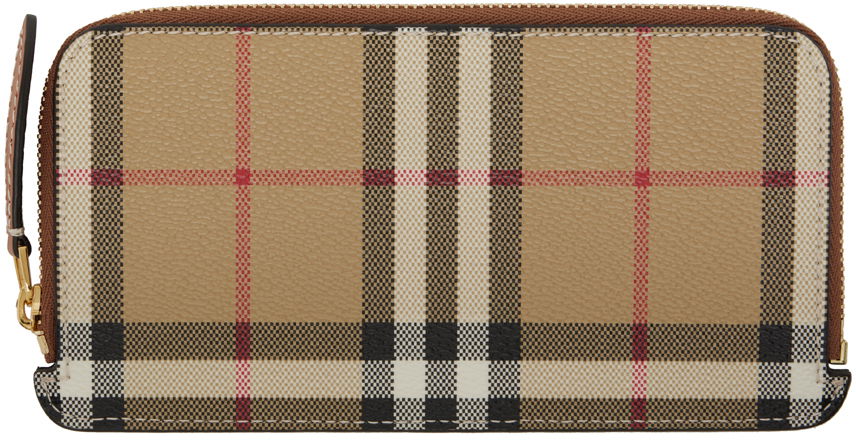 Tegnebog Burberry Check Zip Card Holder Beige | 8073978, 0