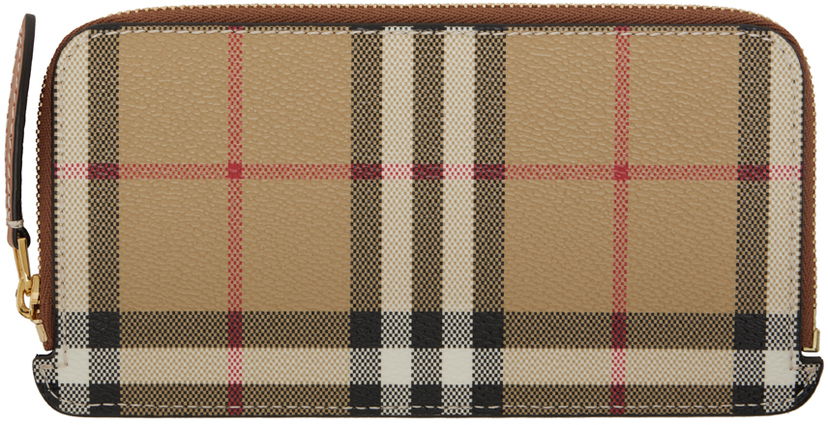 Tegnebog Burberry Check Zip Card Holder Beige | 8073978