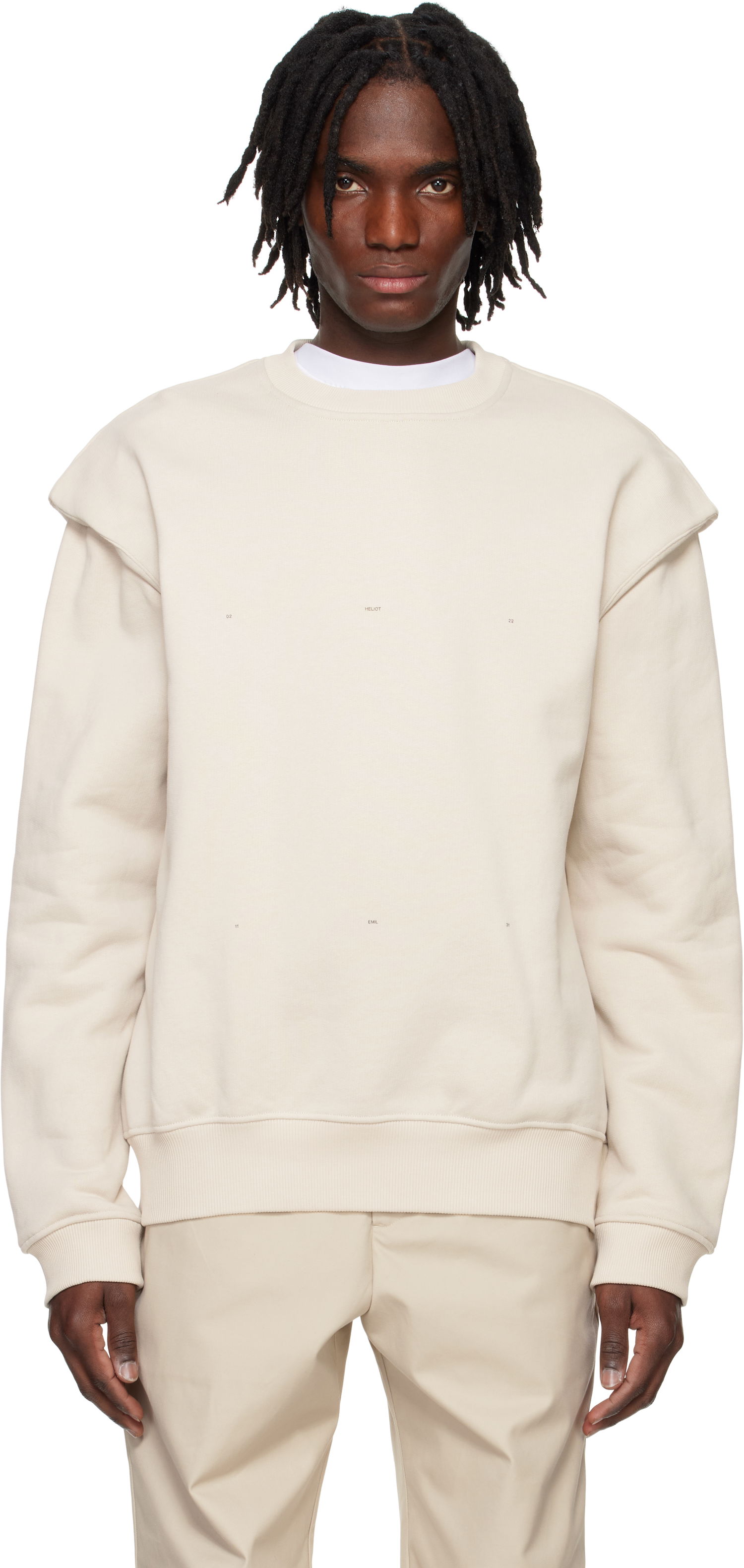 Sweatshirt HELIOT EMIL HELIOT EMIL Outline Logo Sweatshirt Beige | PRESS25_M_08_052_ST18_CO, 0