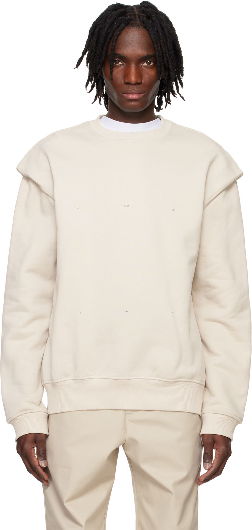 Sweatshirt HELIOT EMIL HELIOT EMIL Outline Logo Sweatshirt Beige | PRESS25_M_08_052_ST18_CO