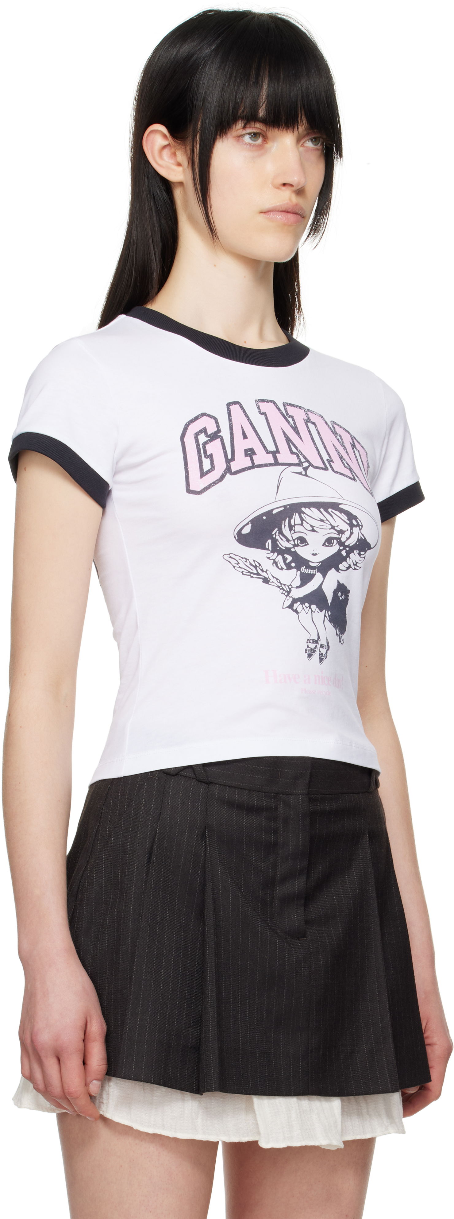 T-shirt GANNI GANNI Basic Jersey Witch Graphic T-Shirt Hvid | T4156, 1