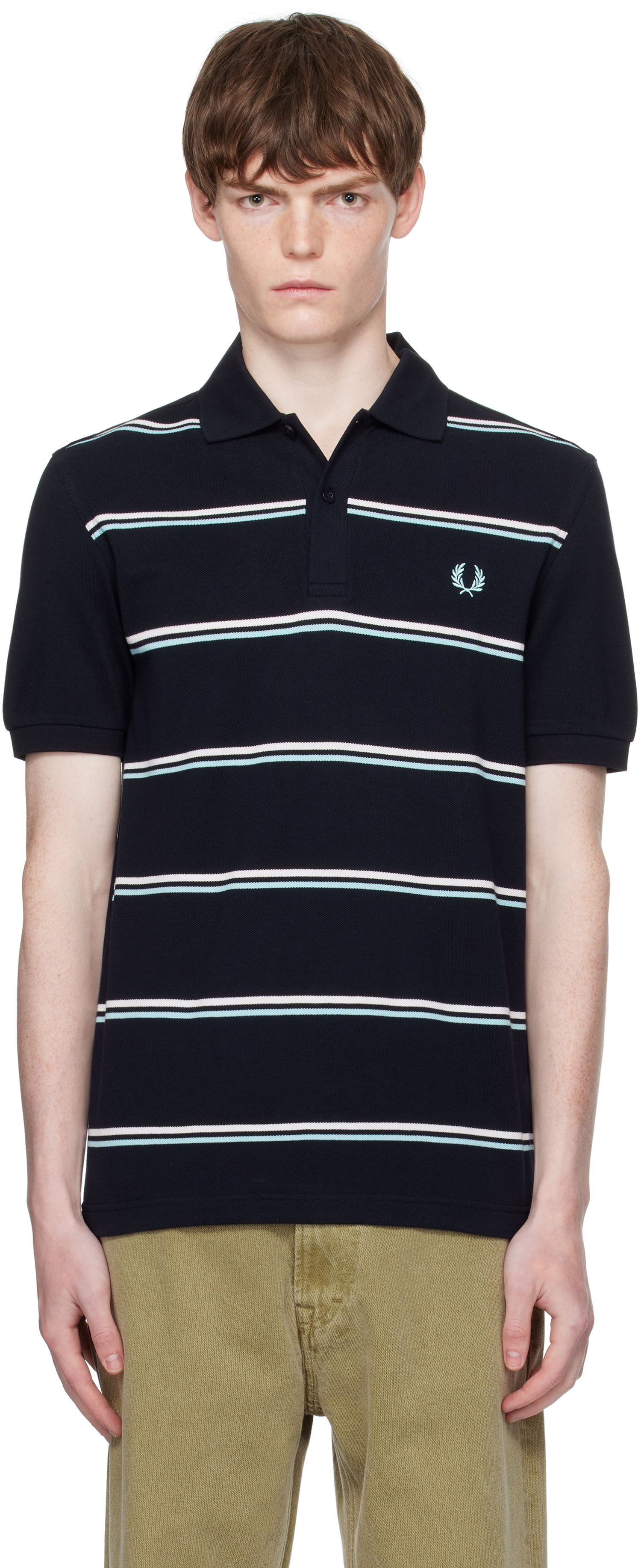 Polo skjorte Fred Perry Fred Perry Striped Polo Mørkeblå | M9905, 0