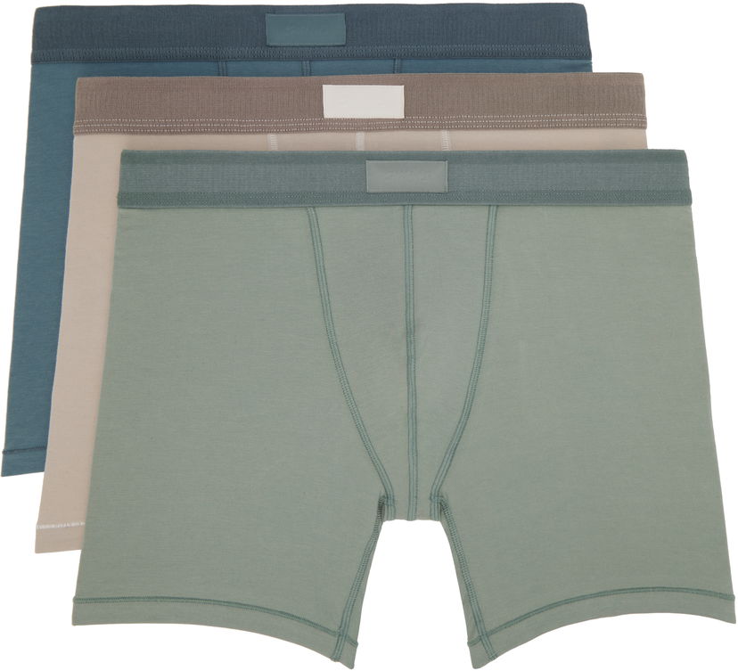 Boksere SKIMS SKIMS Cotton 5 Three-Pack Boxer Briefs Grøn | BO-BBR-5635M-STONE MULTI