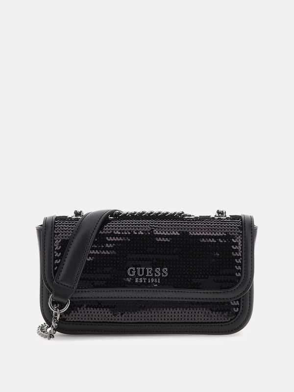 Håndtaske GUESS Sequinned Mini Crossbody Sort | HWEM9203780, 0