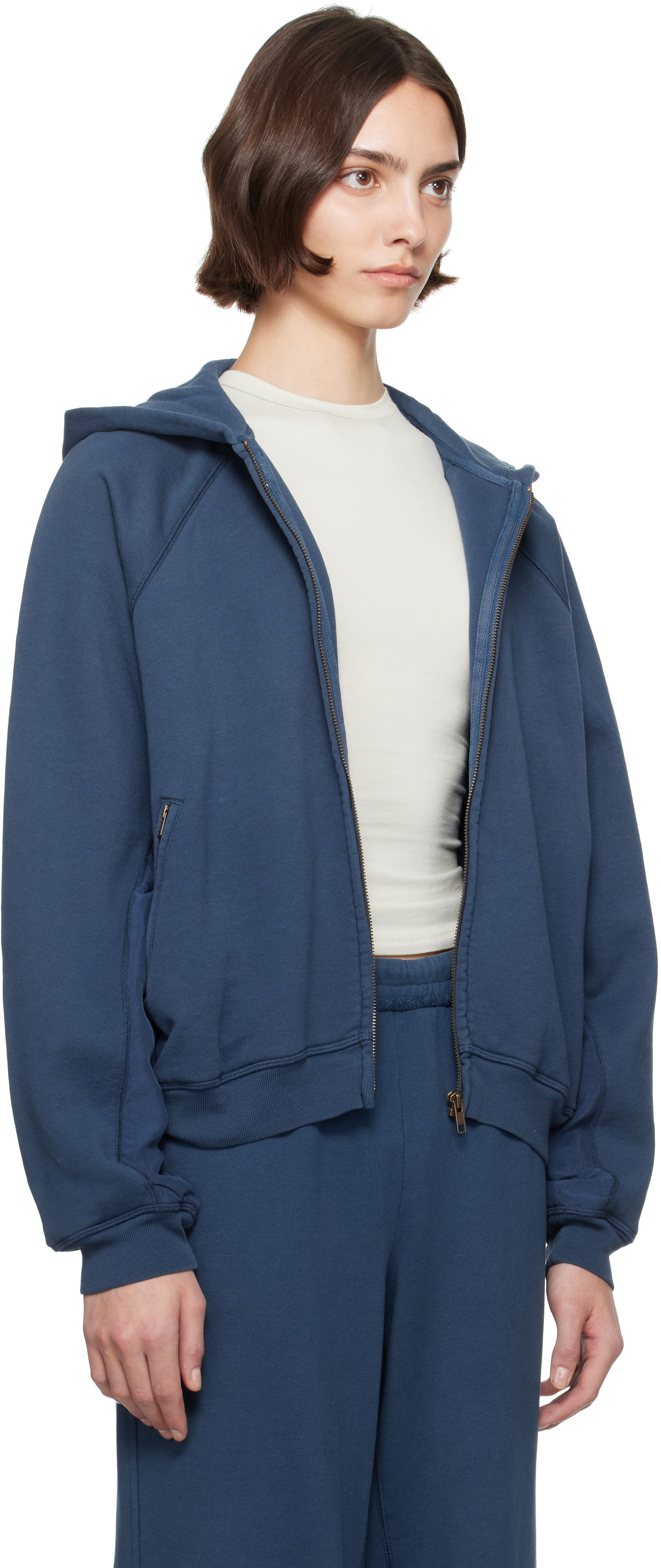 Sweatshirt SKIMS SKIMS French Terry Relaxed Zip Up Hoodie Blå | ZU-ZUP-7768W, 1