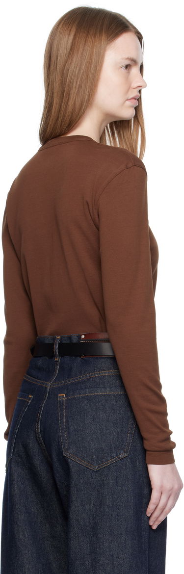 T-shirt LEMAIRE Rib Long Sleeve T-shirt Brun | TO1441 LJ1016, 2