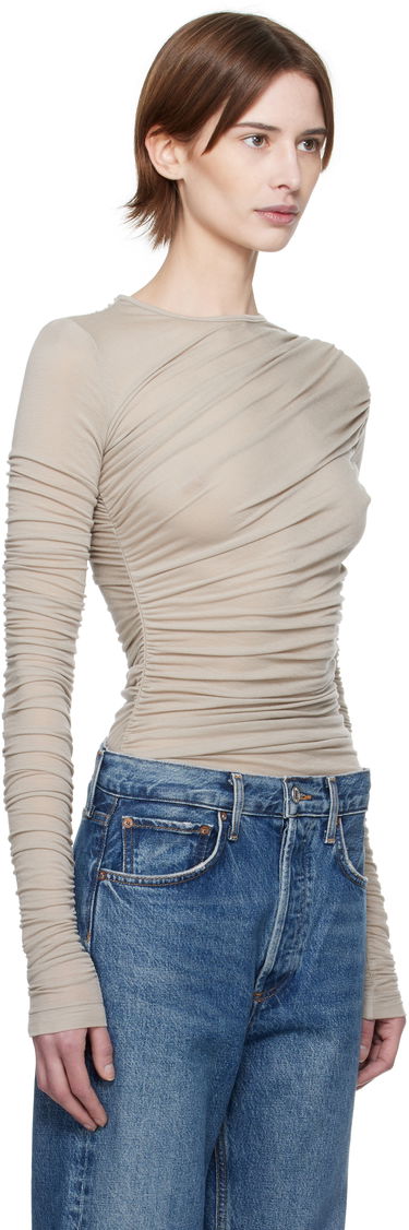 T-shirt AGOLDE Twist Long Sleeve T-Shirt Beige | A7317-1618, 1