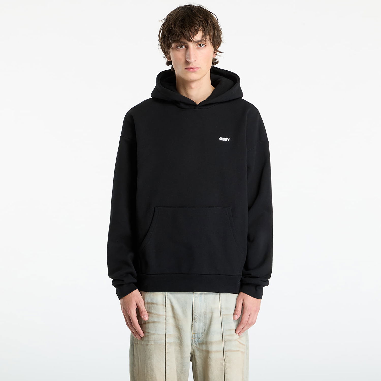 Sweatshirt OBEY Bold Star Extra Heavy Hood Black Sort | 112470224-BLK, 0