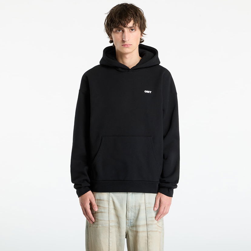 Sweatshirt OBEY Bold Star Extra Heavy Hood Black Sort | 112470224-BLK