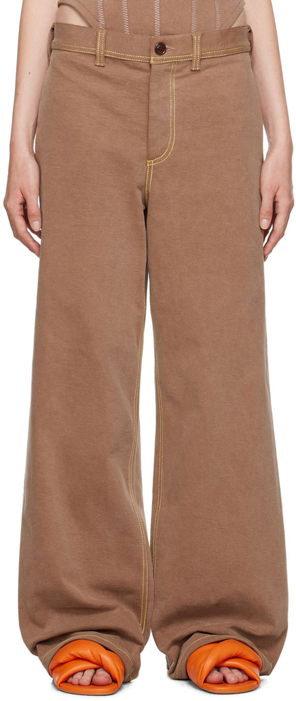 Jeans Marni Contrast Stitching Jeans Brun | PAJD0497S0 USCW76