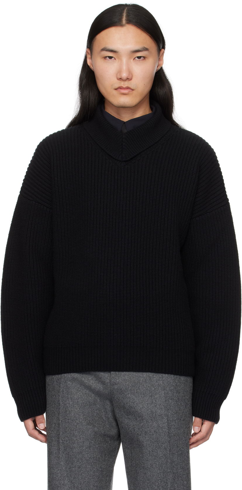 Sweater Bottega Veneta Veneta Wool & Cashmere Rib Turtleneck Sort | 812511V4VY01000