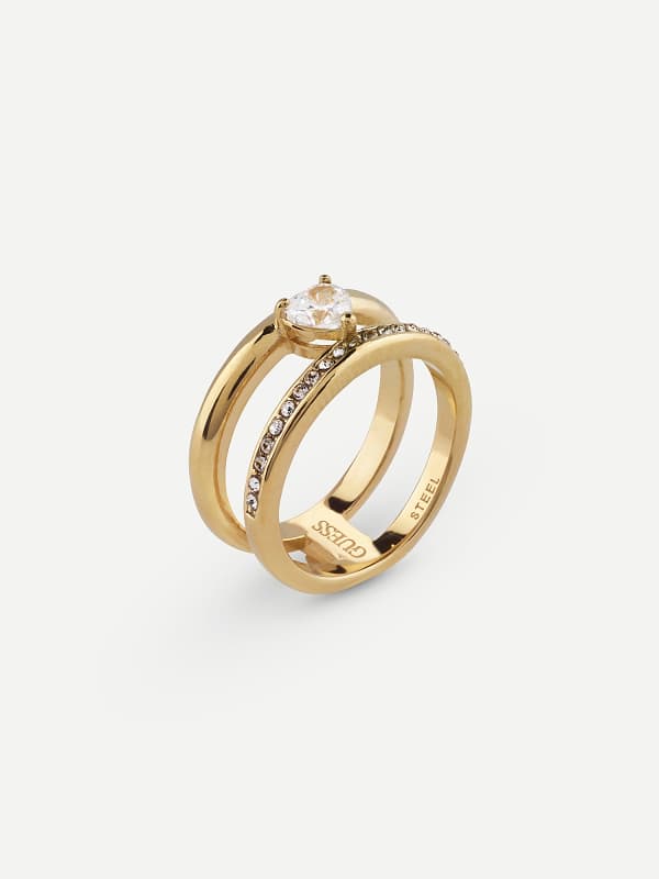 Ring GUESS Double Band Ring With Crystal Accents Metalisk | JUBR04661JW, 0