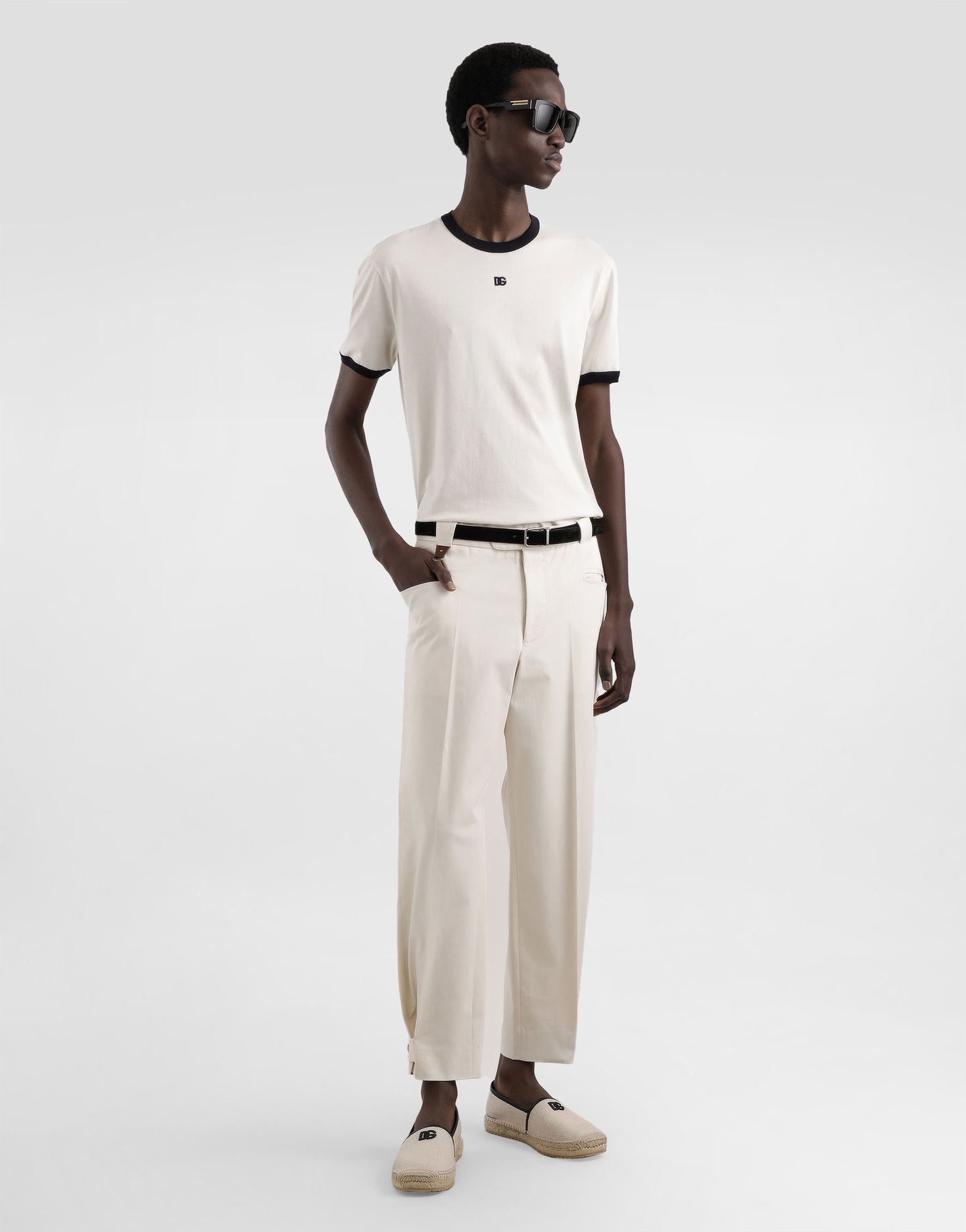 Bukser Dolce & Gabbana Dolce & Gabbana Gabardine Cropped Trousers 46 Hvid | GP13ZTFUFL3W0802, 1