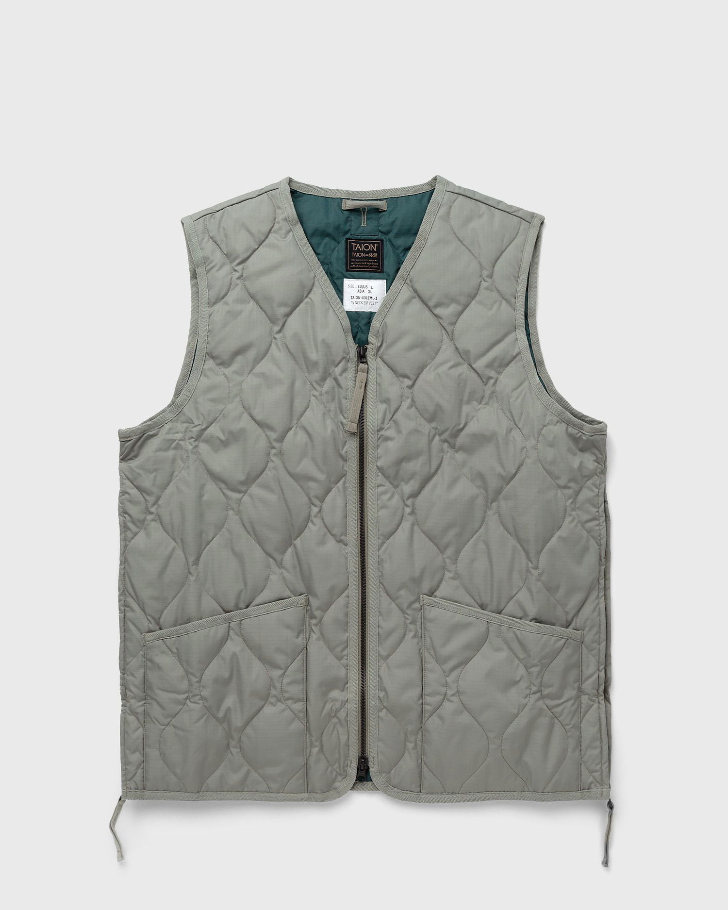 Vest TAION MILITARY ZIP V NECK DOWN VEST Grøn | TAION-001ZML-1-GREEN, 0