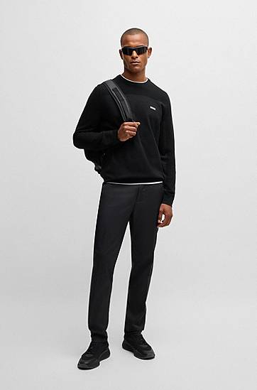Sweater BOSS BOSS Crew-Neck Dry-Flex Sweater Sort | 50498559, 1