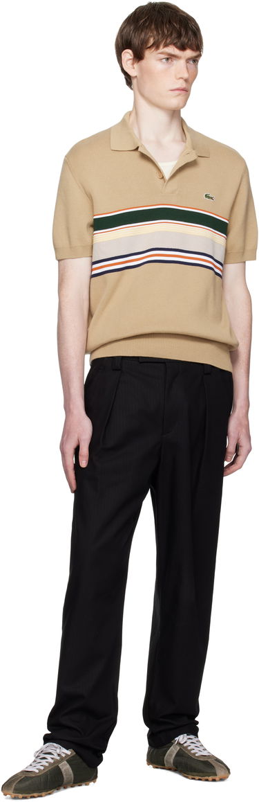 Polo skjorte Lacoste Lacoste Striped Collar Polo Beige | AH5200_9IJ, 3