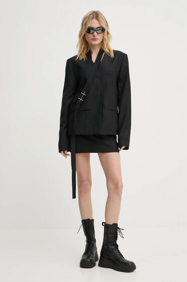 Nederdel HELIOT EMIL Wool Blend Mini Skirt with Belt Sort | AW24.W.12.041.BLK01, 1