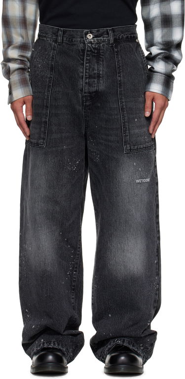 Jeans We11done Carpenter Wide-Leg Distressed Paint Splatter Jeans Sort | WD-DP2-25-340-M-BK, 0